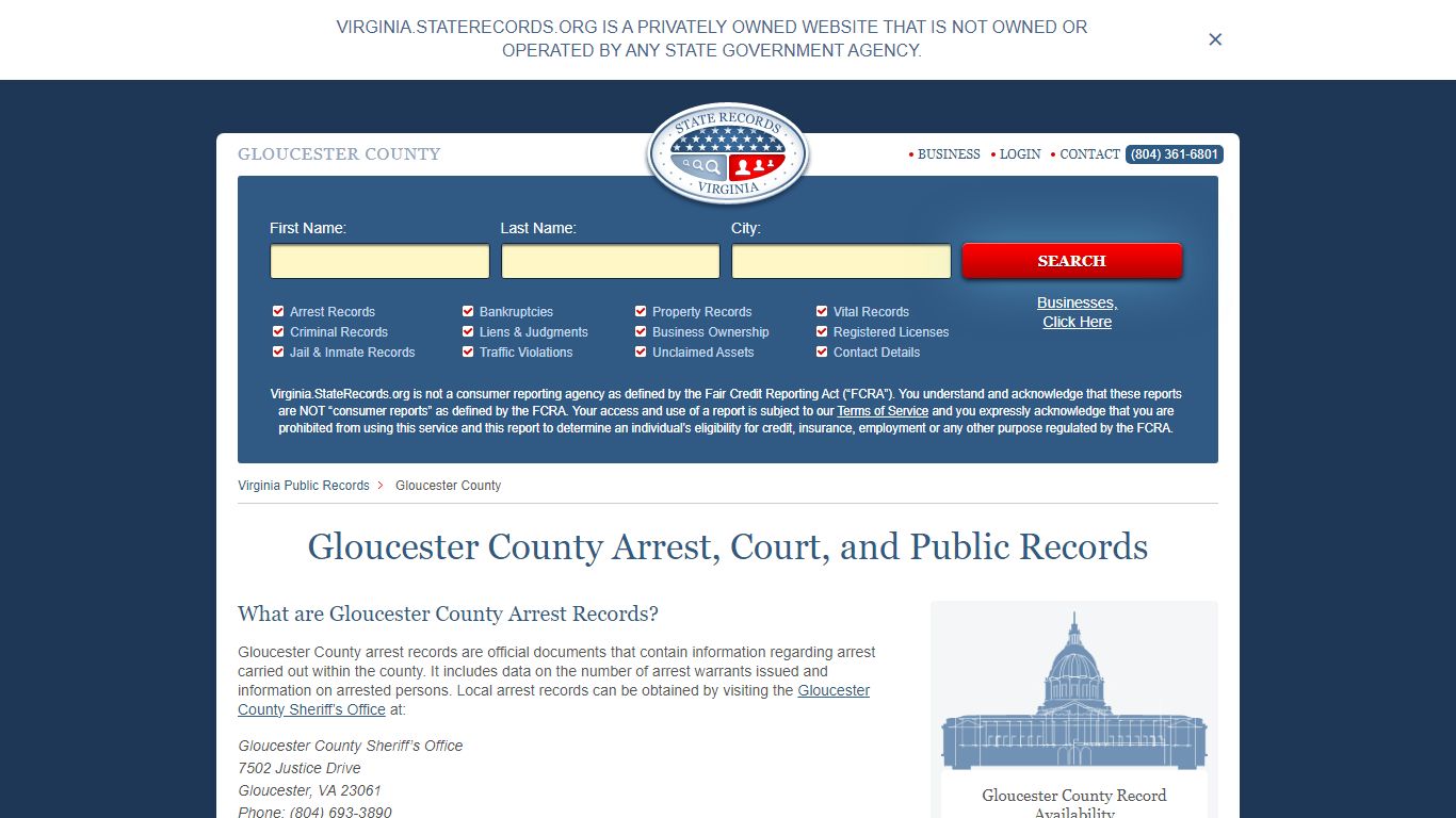 Gloucester County Arrest, Court, and Public Records